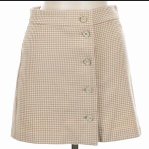Wilfred Beige Houndstooth Button-Front Mini Skirt 0